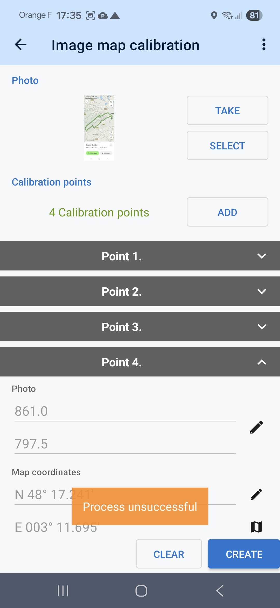 Image Map Calibration With Optimize Map Option Failing With Process 49095